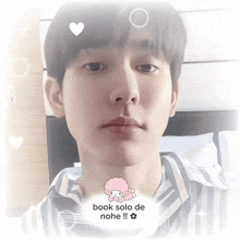 a picture of a boy with the words book solo de nohe written on the bottom