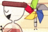 a cartoon drawing of a hourglass and a windmill