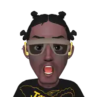 a cartoon of a man wearing sunglasses and a t-shirt that says t on it