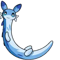 a cartoon drawing of a blue and white animal with a white background