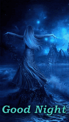 Goodnight Blue Lady In Water GIF - Goodnight Blue Lady In Water GIFs