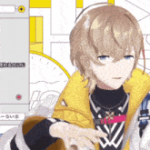 a 3d anime character with a yellow jacket and a black sweater
