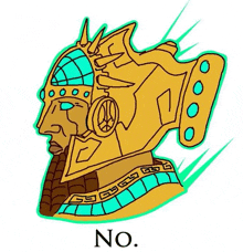 a drawing of a statue of a king with a crown and a peace sign on it .