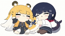 a drawing of a girl sleeping next to another girl with the letter x on her hair