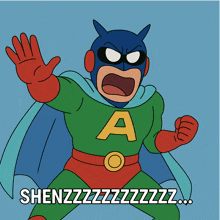 a cartoon character with the word shen on the bottom right
