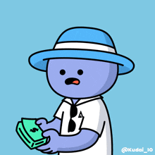 a cartoon drawing of a man wearing a hat and tie