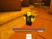 a video game character named elbert is standing on a tiled floor