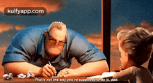 a cartoon of a man writing on a piece of paper with the words kulfyapp.com at the top