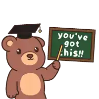 a teddy bear wearing a graduation cap is pointing at a sign that says you 've got this