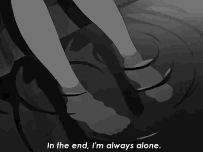 black and white sad anime gif