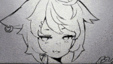 a black and white drawing of a girl with a cat ear and the letters pen on the bottom right