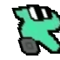a pixel art drawing of a green arrow pointing to the left