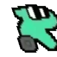 a pixel art drawing of a green arrow pointing to the left