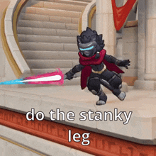 a video game character with a sword and the words do the stanky leg below him