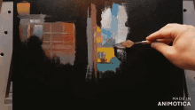 a person is painting a picture with a spatula and the words made in animotica are visible in the corner