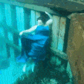 Lady Swimming Blue Dress GIF - Lady Swimming Blue Dress GIFs