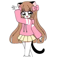 a drawing of a girl with a cat ear and a bow on her head