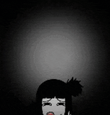 a black and white drawing of a girl with a bun in her hair .