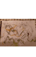 a child 's drawing on a piece of paper with a lot of different colors