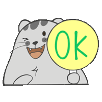 a cartoon cat is holding a yellow ok sign