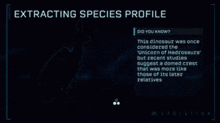 a tsintaosaurus is displayed on a screen in a video game