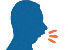 a silhouette of a man 's head with a few orange lines coming out of his mouth