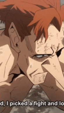 a close up of a man 's face with the words " i picked a fight and lost "