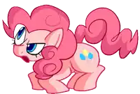 a pink pony with a blue eye and a pink mane