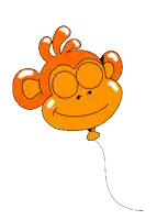 a cartoon monkey with a balloon attached to its head