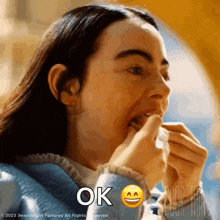 Stuffing Foods Inside The Mouth Bella Baxter GIF