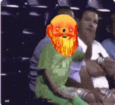 a cartoon of a man with a beard and a green shirt with the number 21 on it