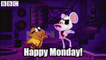 happy monday cartoon mouse dancing