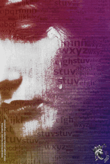 a picture of a person 's face is surrounded by the alphabet