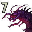 a pixel art of a green monster with the number 10 behind it .