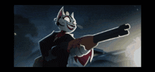 a pixel art drawing of a cat holding a shotgun