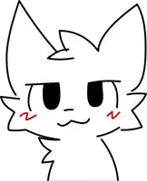 a black and white drawing of a cat with a red n on its cheek