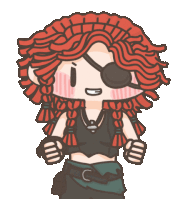 a cartoon drawing of a girl with red hair