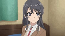 a picture of a girl with the words " cici irl " on the bottom