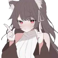 a drawing of a girl with cat ears giving the thumbs up sign