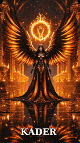 a poster of a woman with wings and the name kader on the bottom