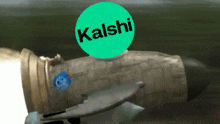 a rocket with a green circle that says kalshi