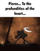 a picture of a cartoon character with the words pierce to the profundities of the heart