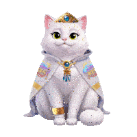 a white cat wearing a cape and a crown with the word rome on the front