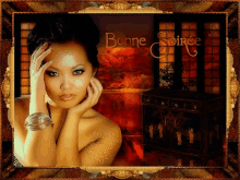 a picture of a woman with the words bonne soiree written on the bottom