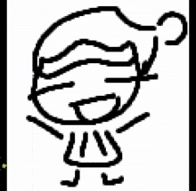 a black and white drawing of a person surrounded by green and pink confetti