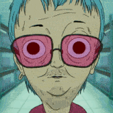 a cartoon drawing of a woman wearing pink sunglasses