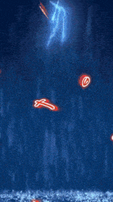 a blue lightning bolt with a red circle in the middle of it