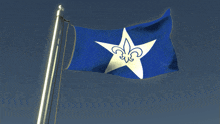 a blue and white flag with a white star on it