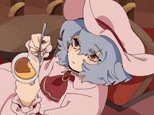 a drawing of a girl holding a spoon and a cup of food
