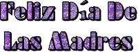 the words feliz dia de las madres are written in purple on a white background